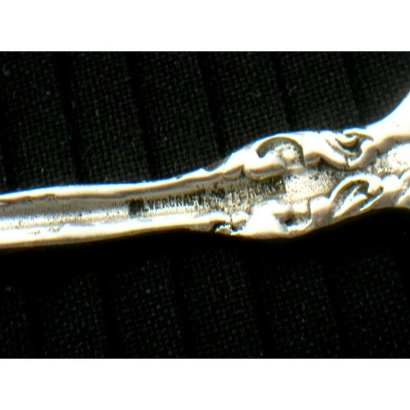 Antique Silvercraft Sterling Silver 9" Pierced Serving Spoon Lilly Pattern - Picture 6 of 9